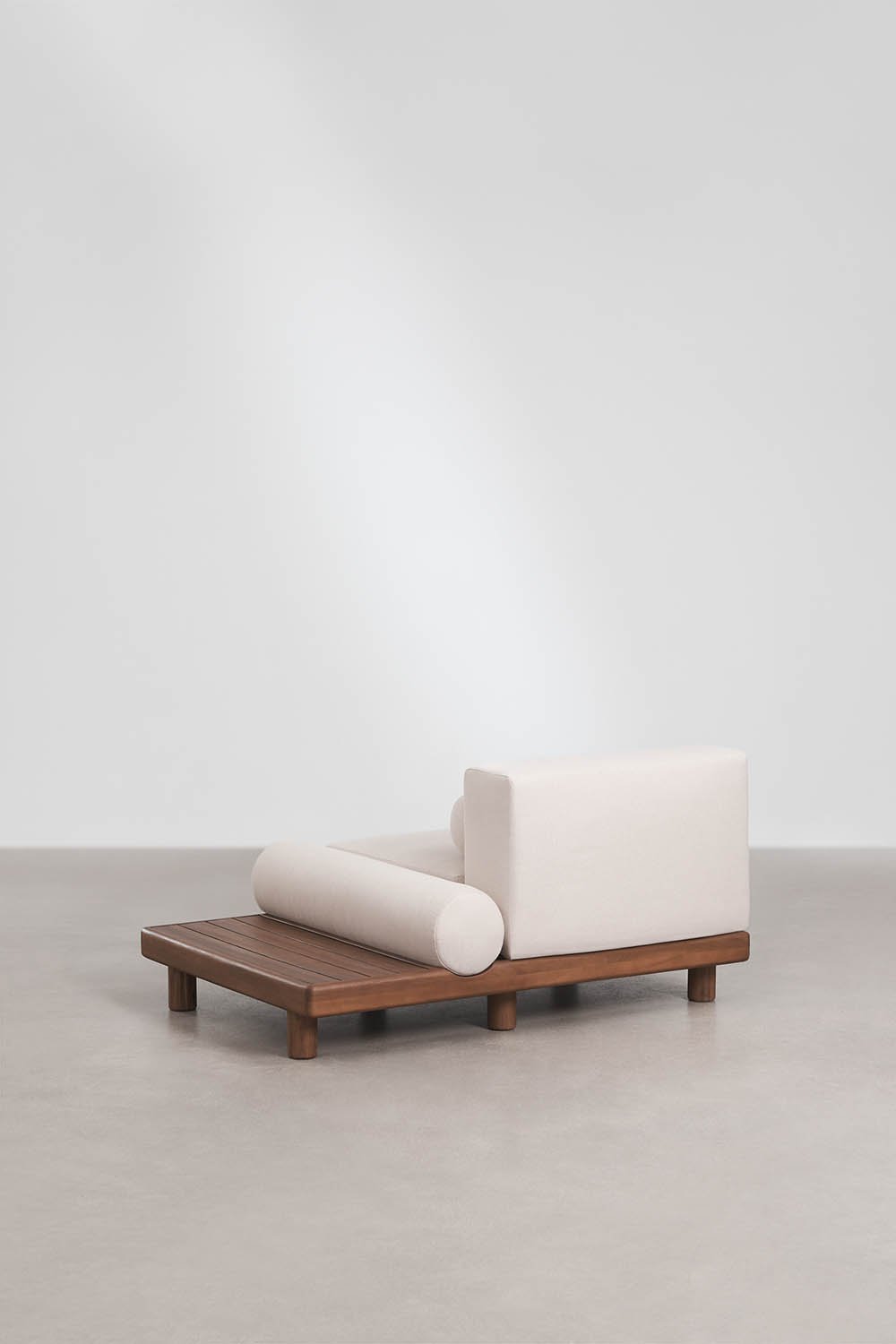 Central module with side table for modular garden sofa in acacia Edrien, gallery image 5