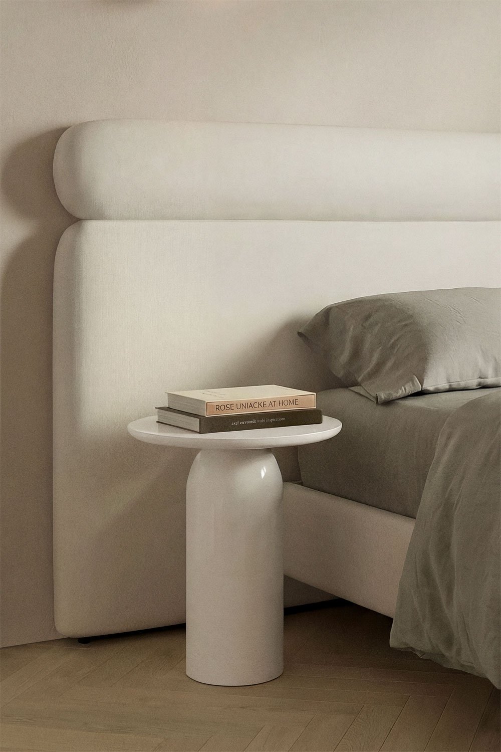 Round bedside table Ø45 cm in Layana cement, gallery image 1