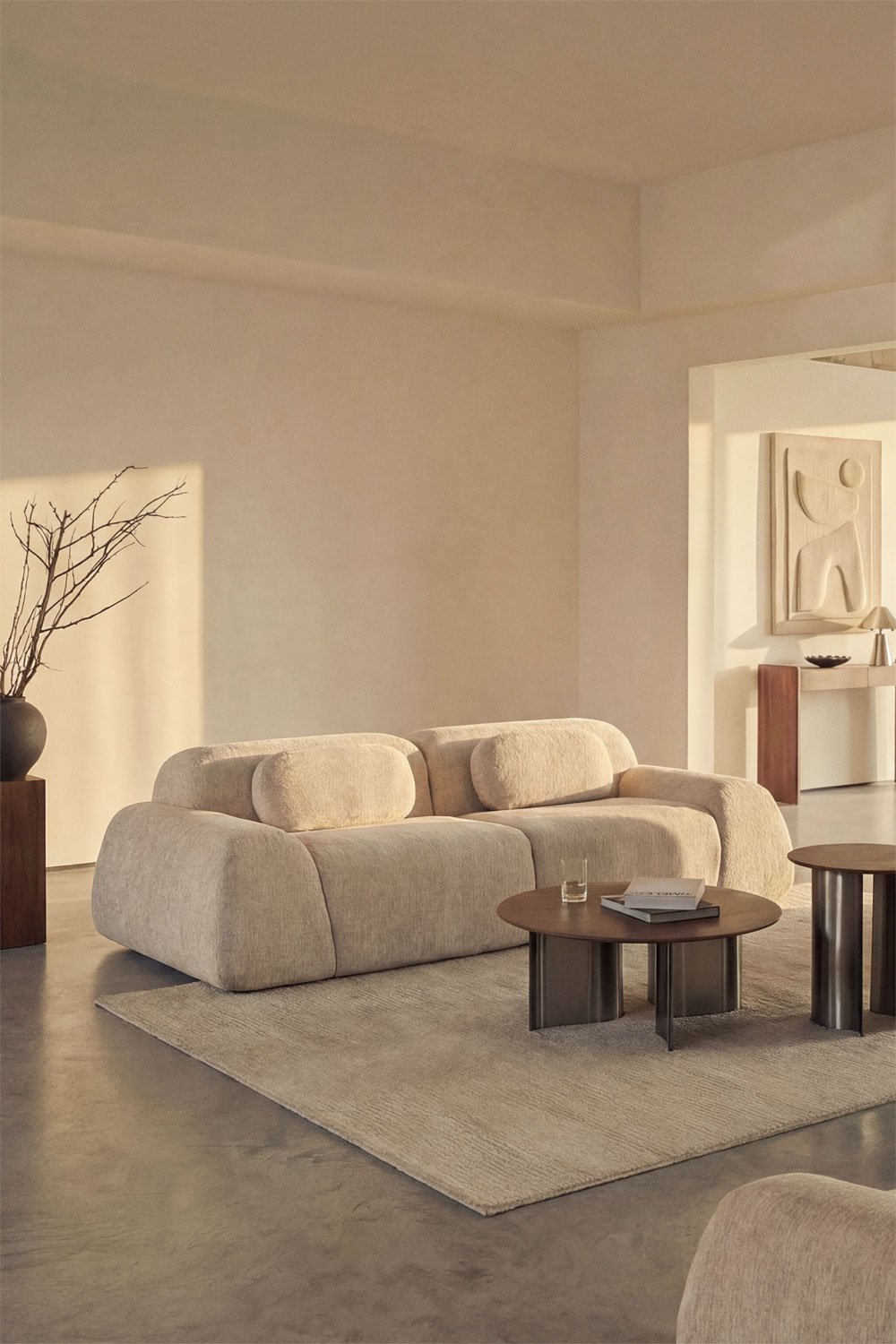 2-piece modular sofa in vacuum-packed chenille Merida, gallery image 1