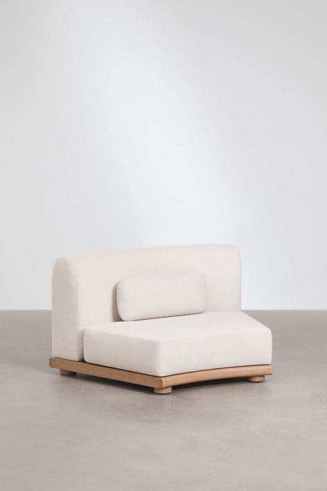 Curved central module for modular garden sofa in acacia wood Gerard