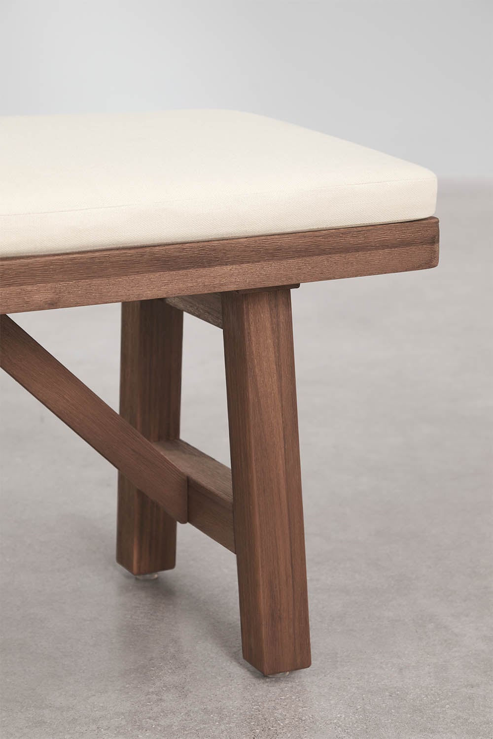 190 cm dark acacia wood garden bench in gardenia white fabric Dubai, gallery image 6