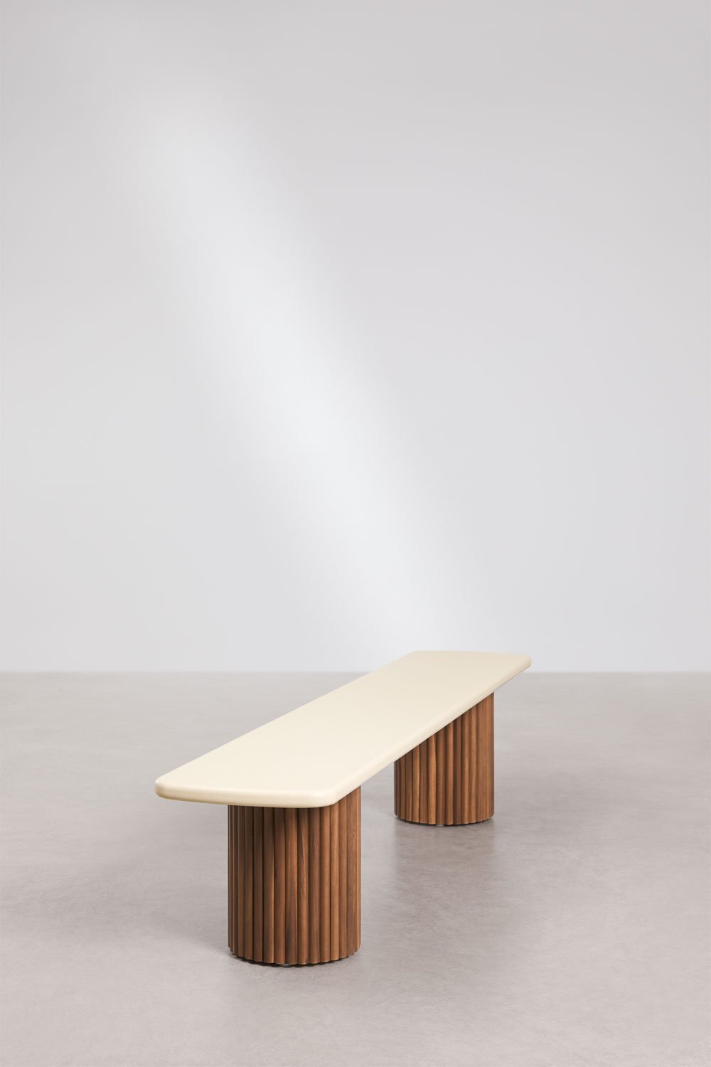 Sirvon garden bench in cement and acacia wood, gallery image 2