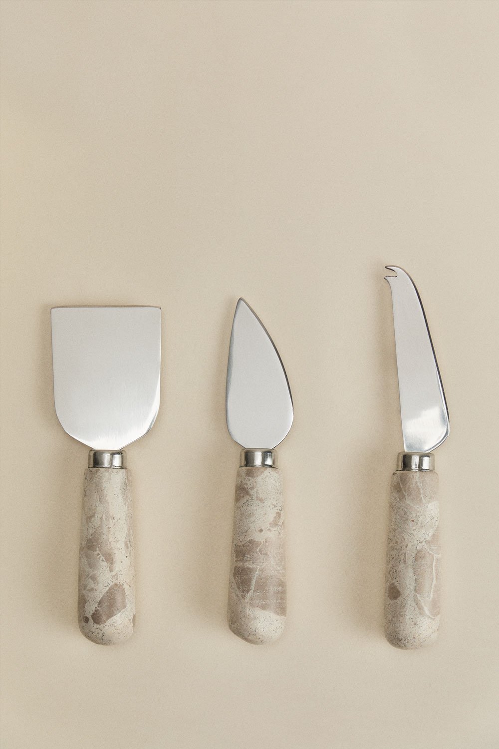 Set of 3 cheese knives in marble and steel Calven, gallery image 5