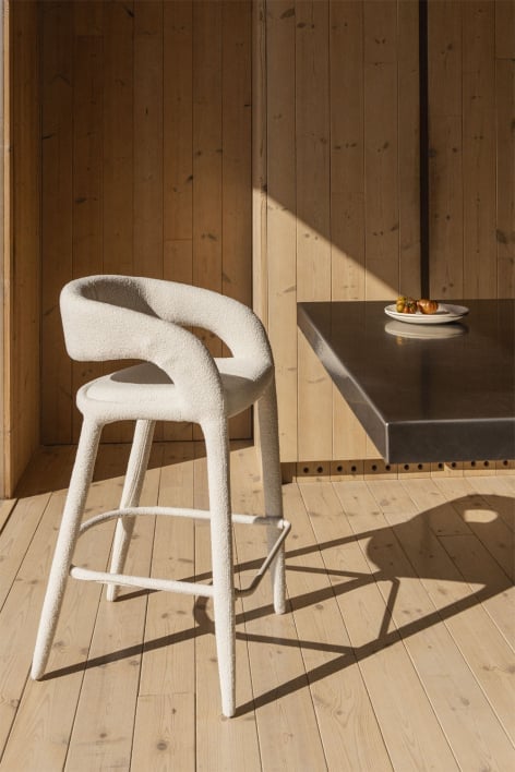 High stool 75 cm in latte brown chunky chenille fabric Arazeina