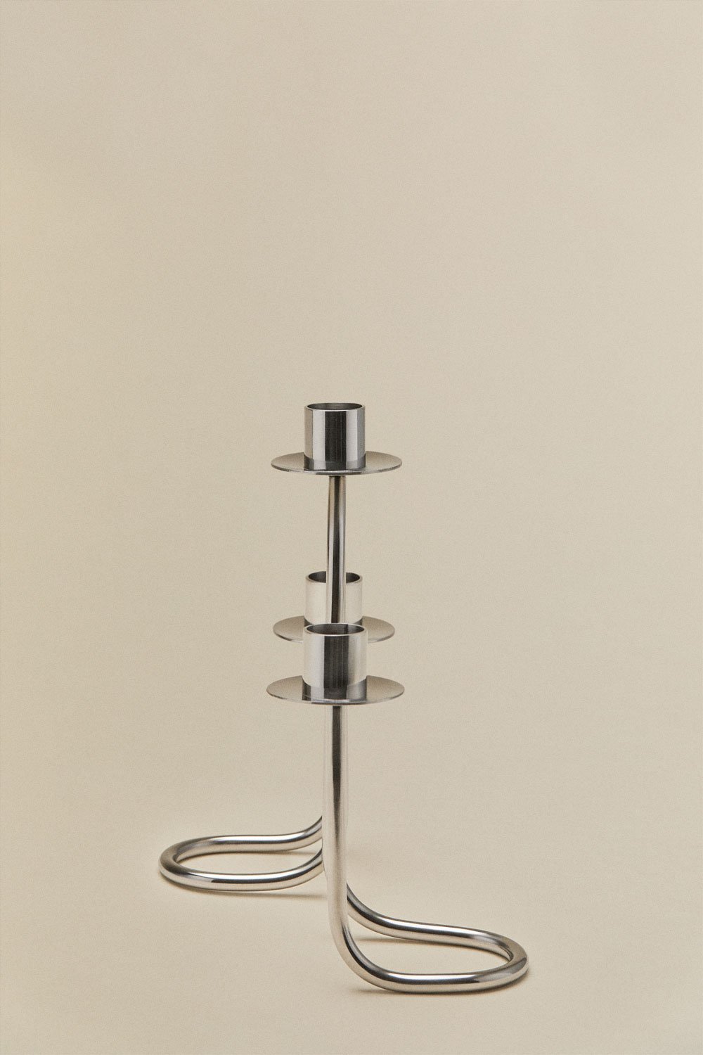Tyva 3-arm stainless steel candelabra, gallery image 2
