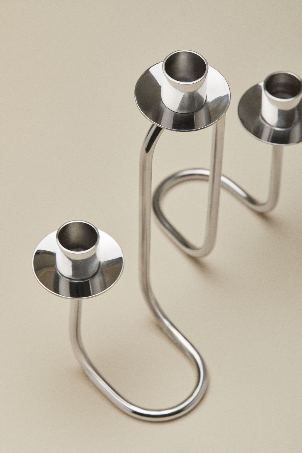 Tyva 3-arm stainless steel candelabra, gallery image 3