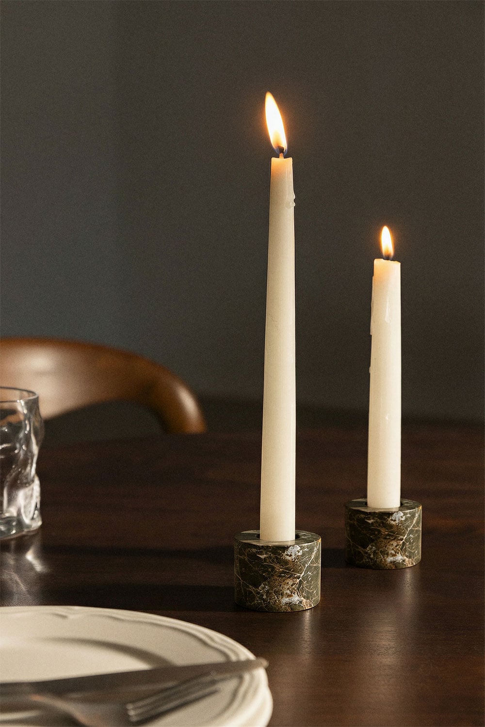 Pack of 2 natural stone Seravento candle holders, gallery image 1