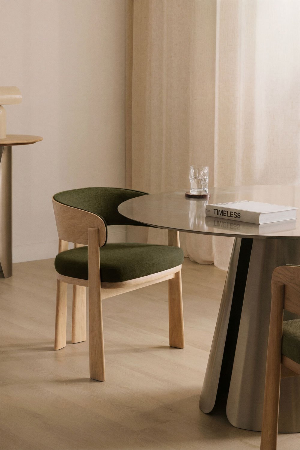 Olea Signature upholstered oak wood dining chair, gallery image 1