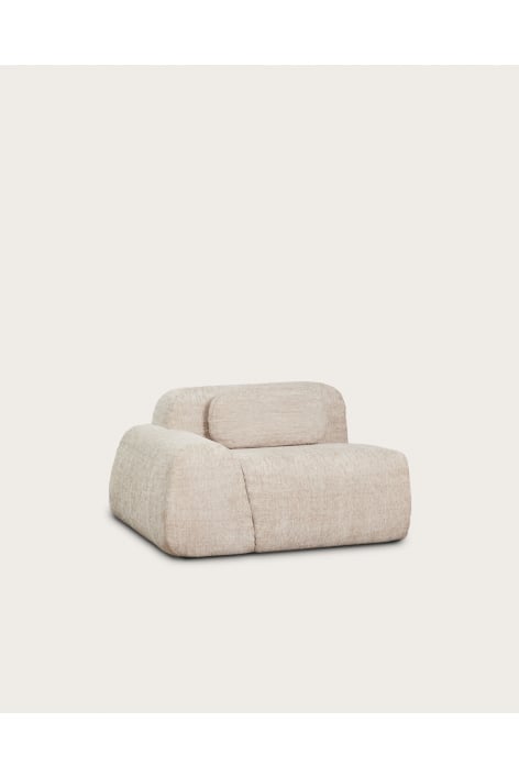 Left corner module with armrest for modular sofa in vacuum-packed chenille Merida