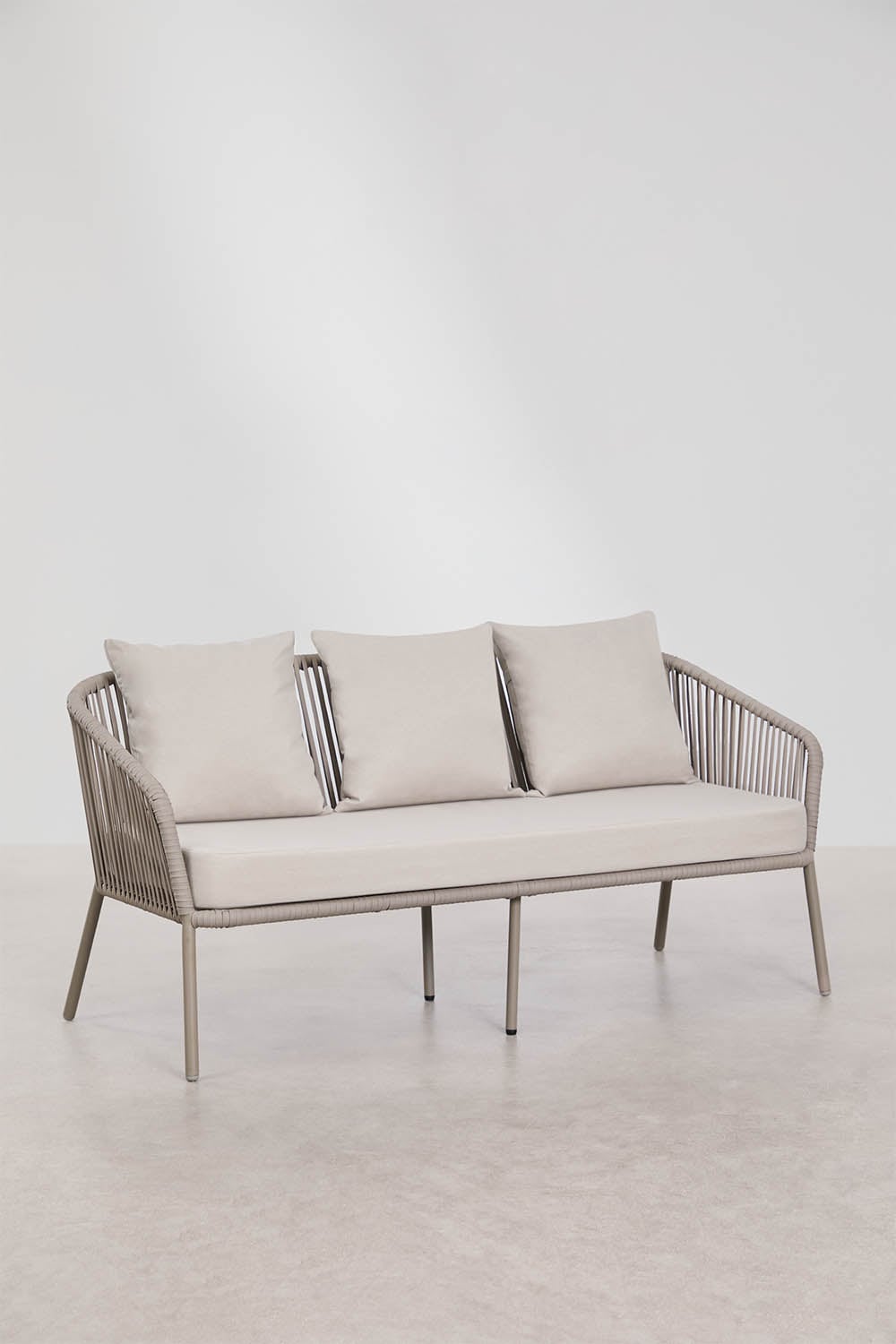 Arhiza garden set with 2-seater sofa, 2 braided rope armchairs, and coffee table, gallery image 3