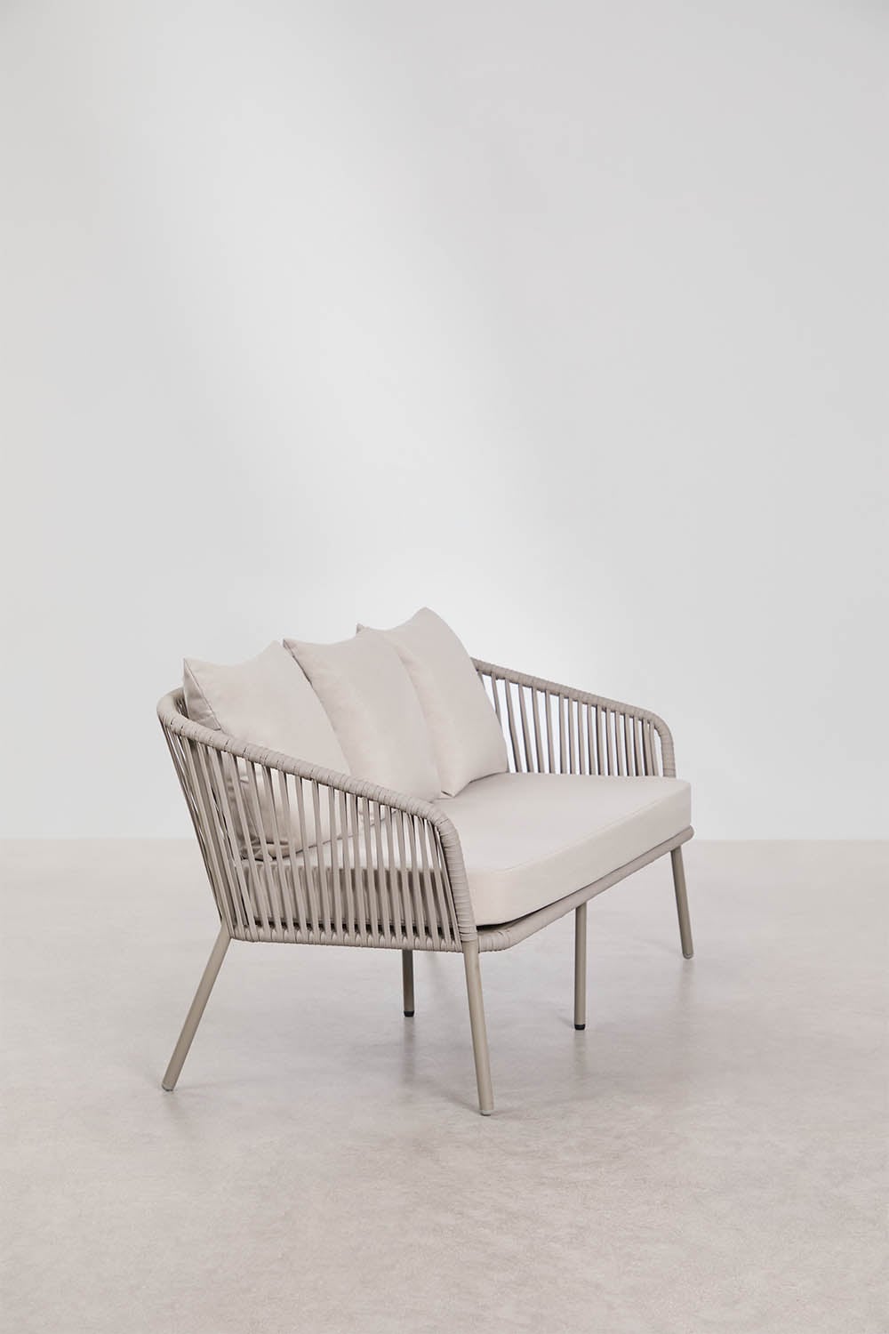 Arhiza garden set with 2-seater sofa, 2 braided rope armchairs, and coffee table, gallery image 4