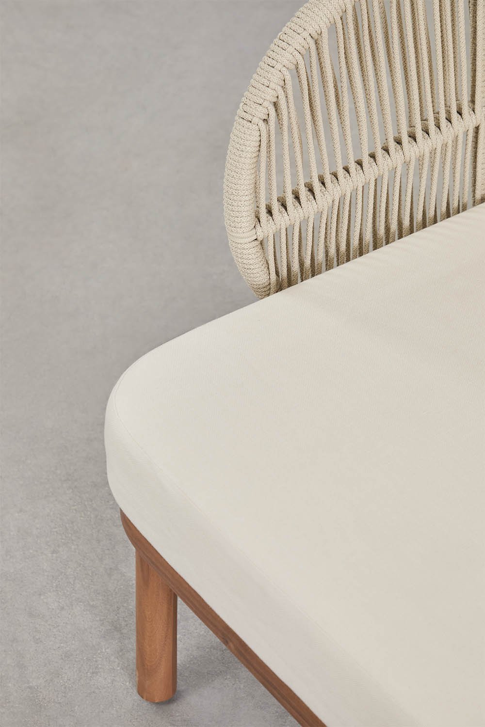 Capri garden armchair in acacia wood and braided rope, gallery image 7