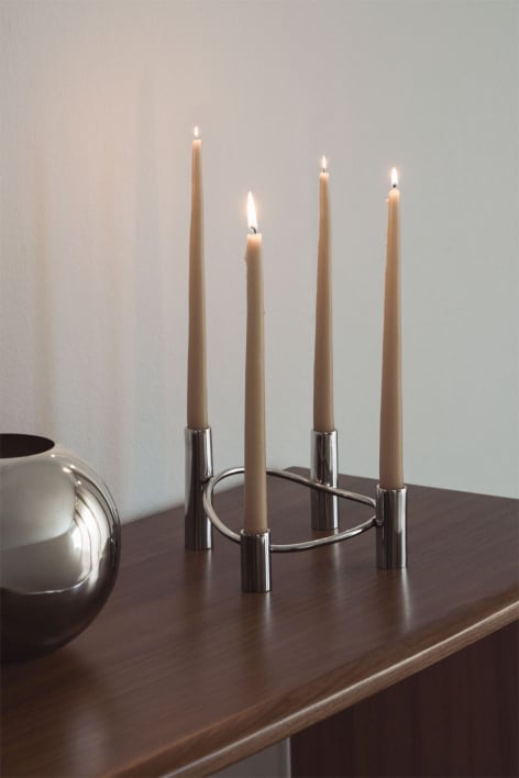 Tyva 4-arm stainless steel candelabra