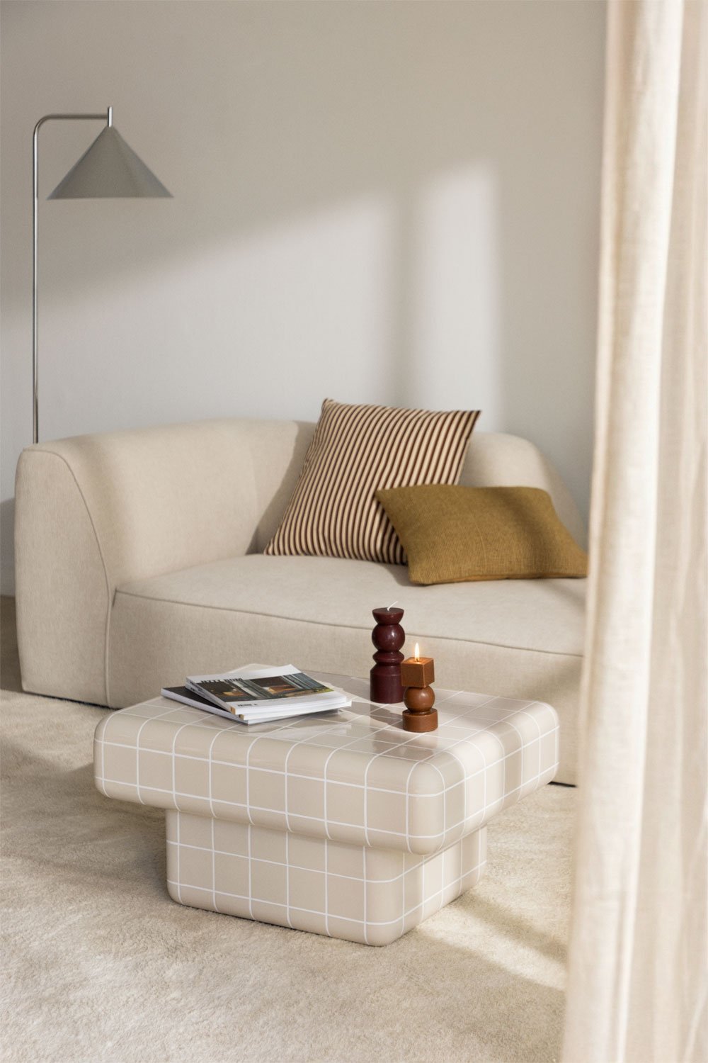 Eleonor rectangular coffee table in tile-look cement, gallery image 1