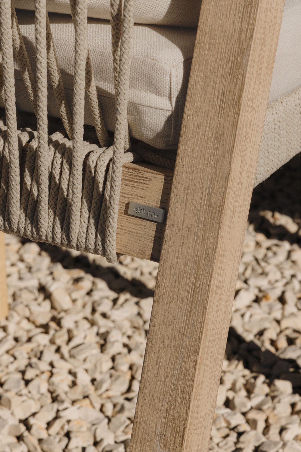 Kaela acacia wood and braided rope garden chair, gallery image 2