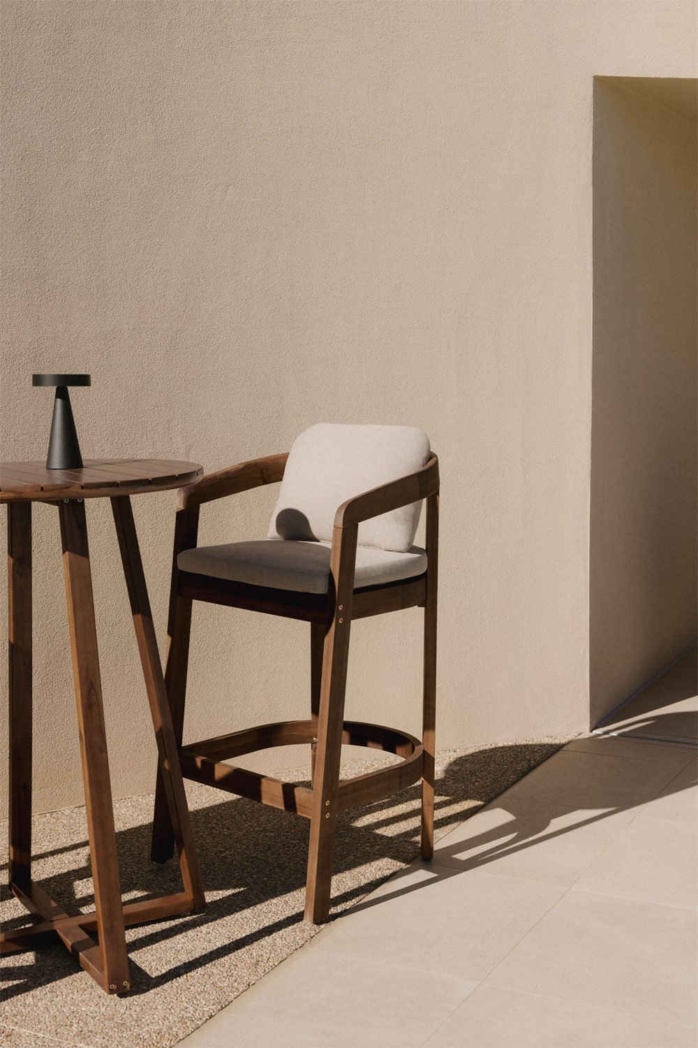 Uleno acacia wood garden bar stool, gallery image 1