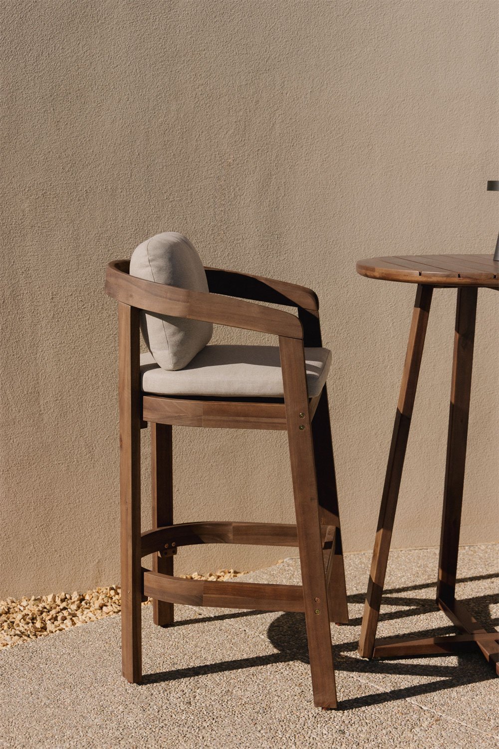 Uleno acacia wood garden bar stool, gallery image 1