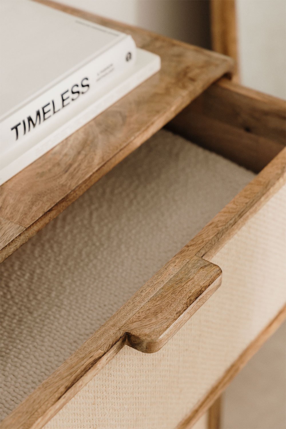 Abrams 80x40 cm chest of drawers in mango wood, MDF, and jute, gallery image 2