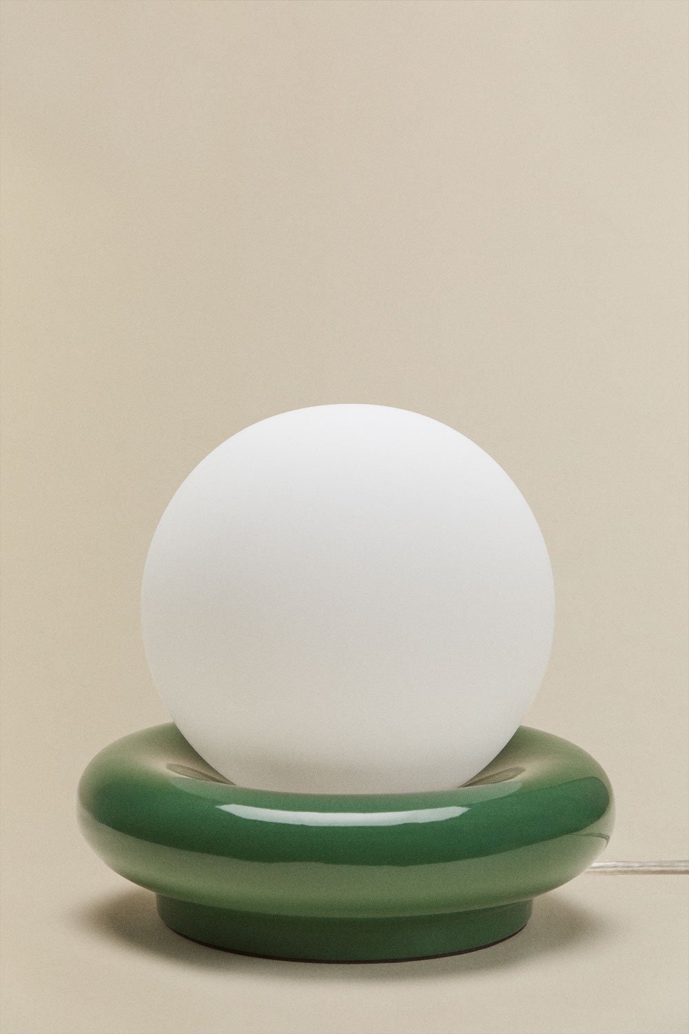 Ceramic table lamp with Kryx glass ball, gallery image 3