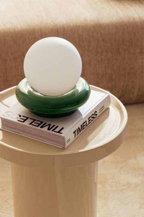 Ceramic table lamp with Kryx glass ball