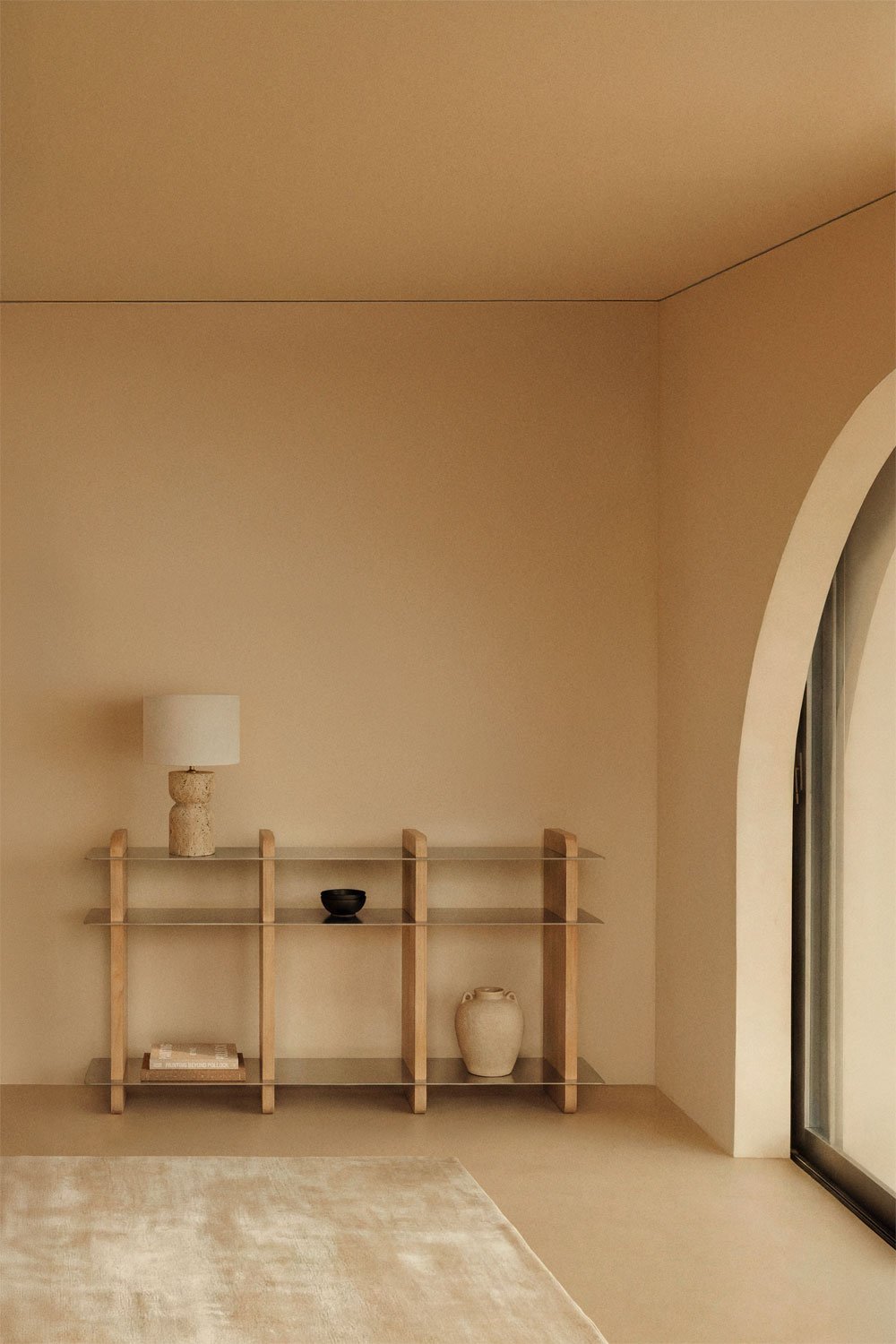 Tokyo 150x40 cm shelf in mango wood and steel, gallery image 1