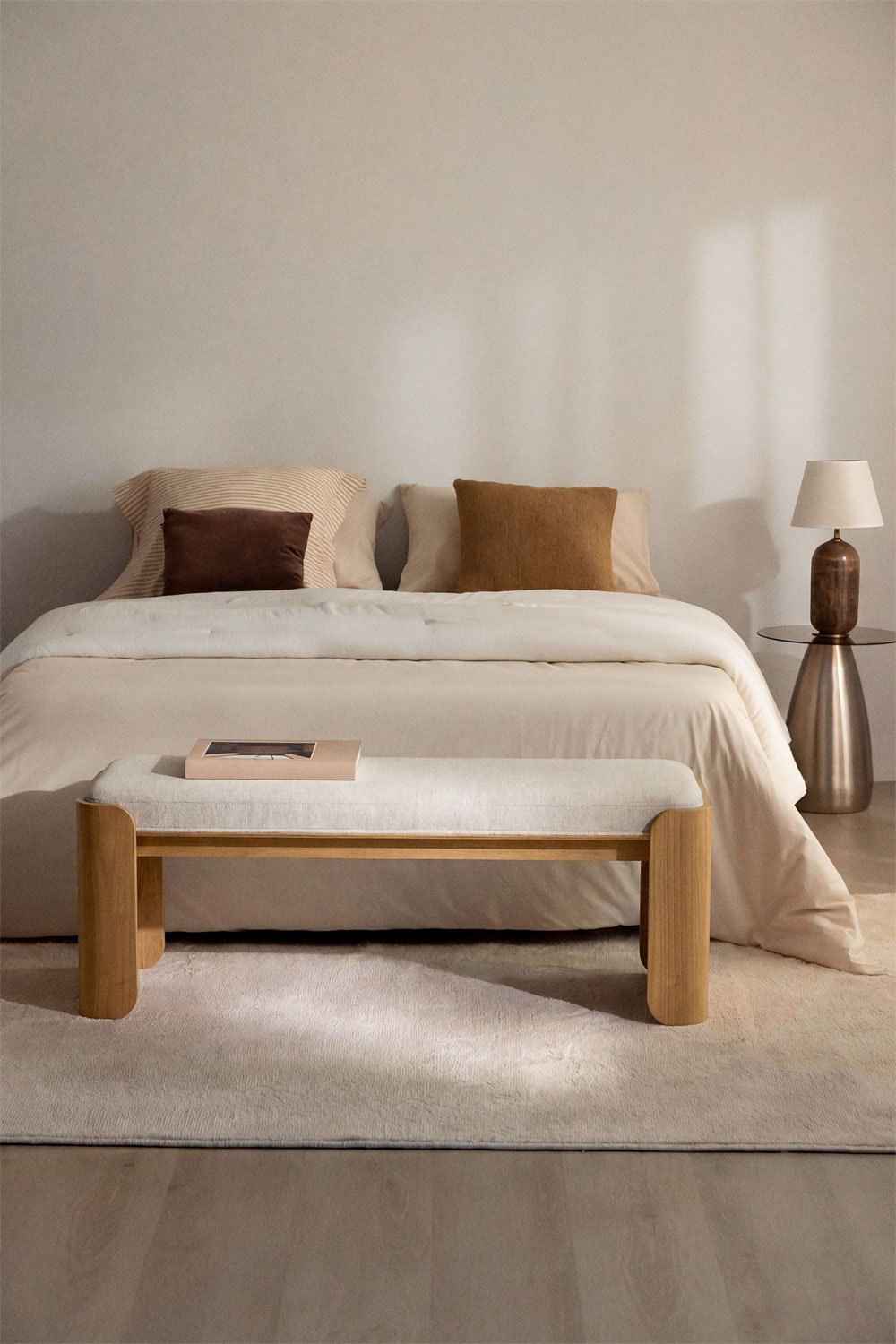 Lofren rubberwood and veneer bench, gallery image 1