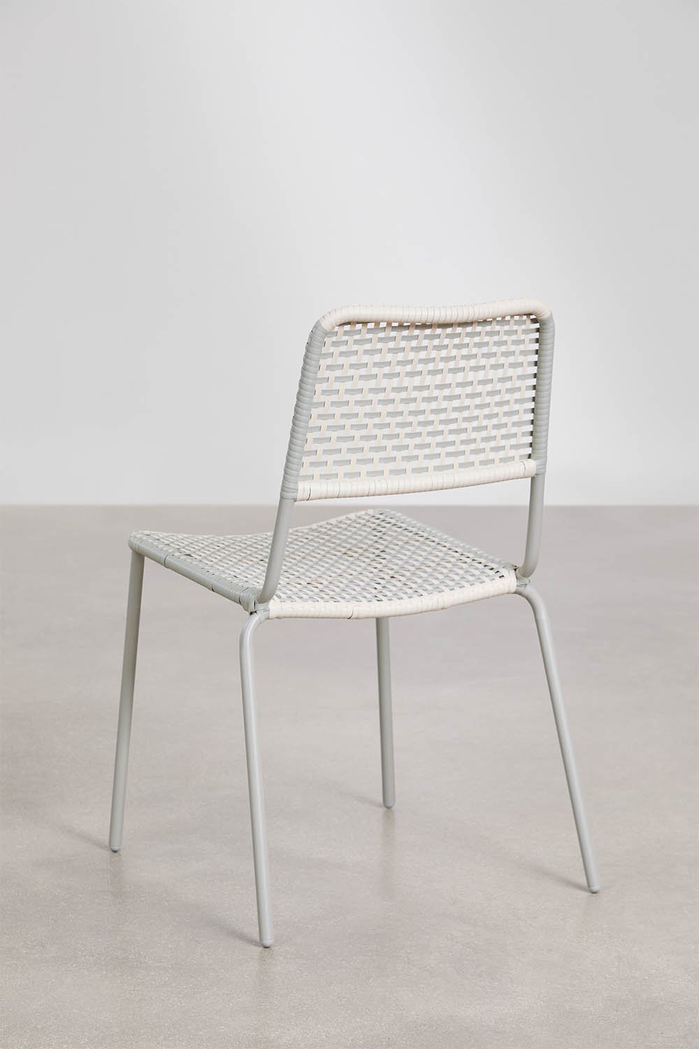 Stackable garden chair in steel and synthetic wicker Veyra, gallery image 3