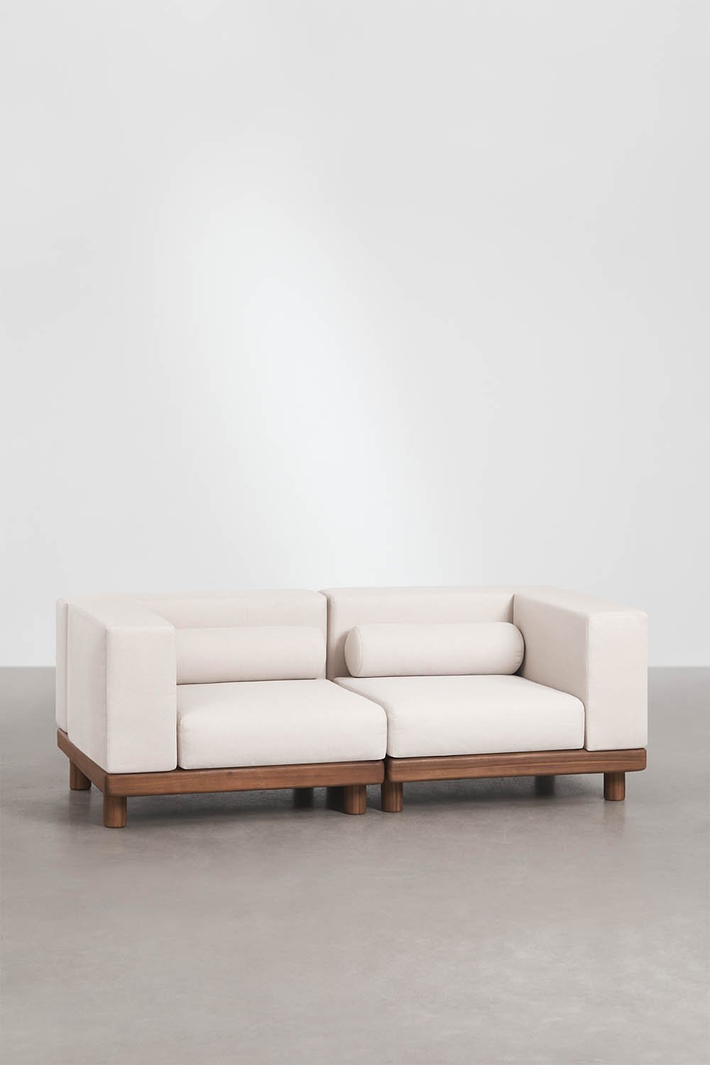 2-piece garden modular sofa with 2 corner modules in acacia Edrien, gallery image 1