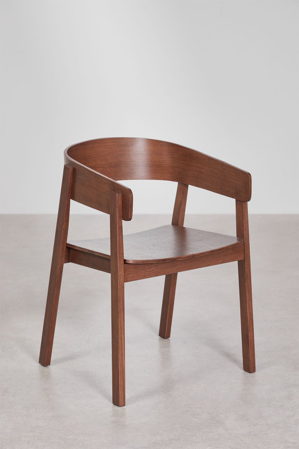 Pack of 2 dining chairs with armrests in oak wood Olsen, gallery image 3