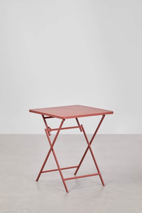 Tamarit foldable 60x60 cm square steel kitchen table - Terracota