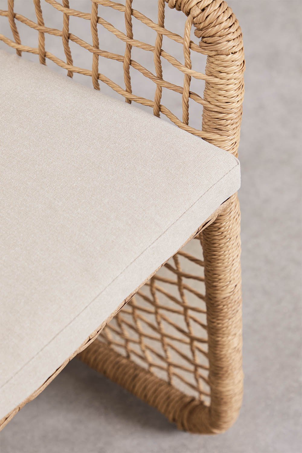 Liparian dining chair with armrests in steel and synthetic wicker, gallery image 5