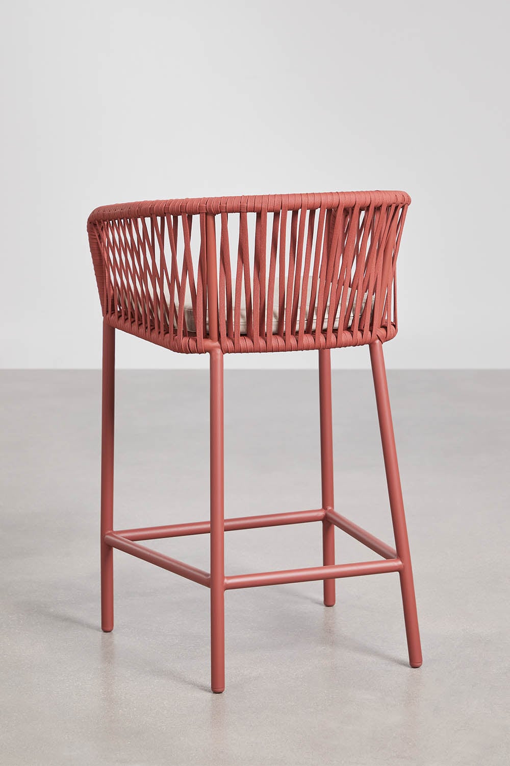 High stool with armrests in braided rope Arhiza, gallery image 3