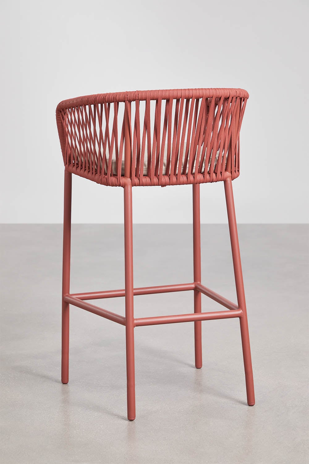 High stool with armrests in braided rope Arhiza, gallery image 3