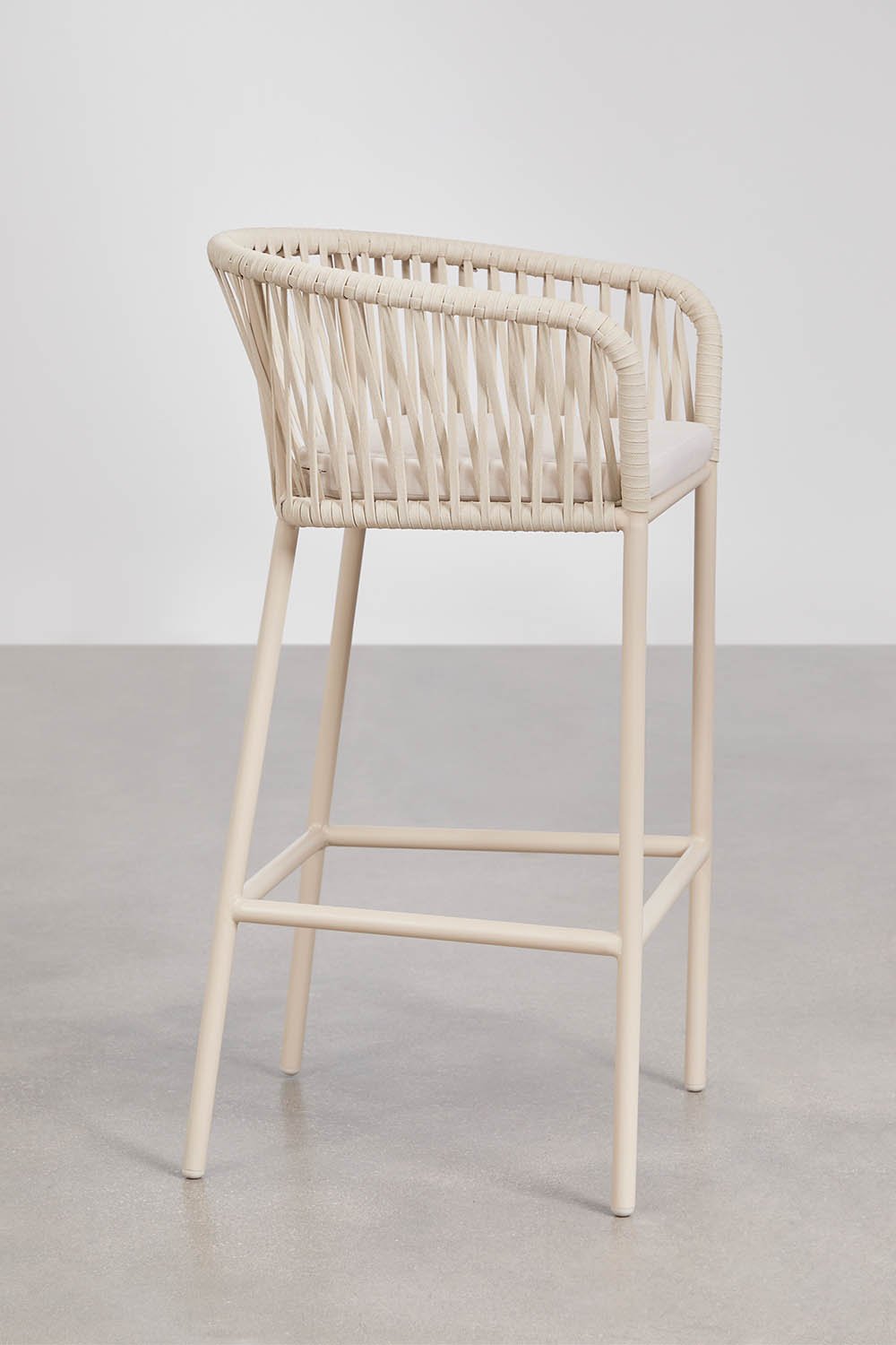 High stool with armrests in braided rope Arhiza, gallery image 2