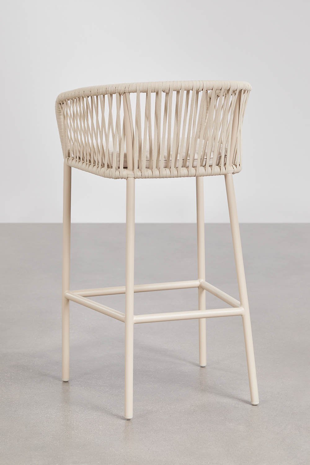 High stool with armrests in braided rope Arhiza, gallery image 3