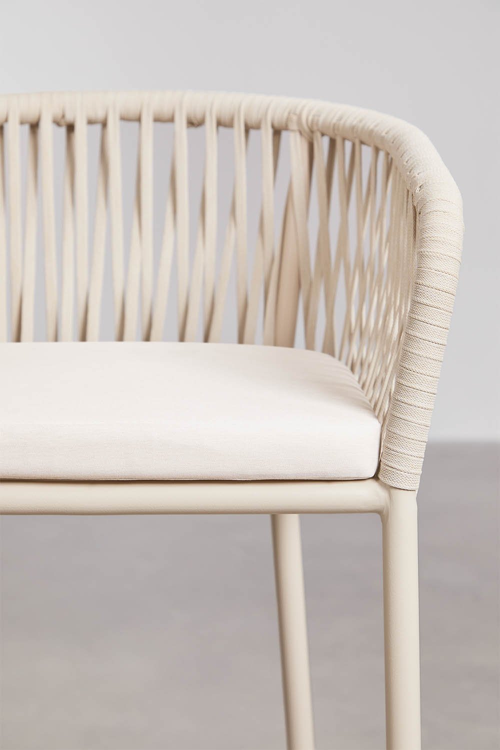 High stool with armrests in braided rope Arhiza, gallery image 4