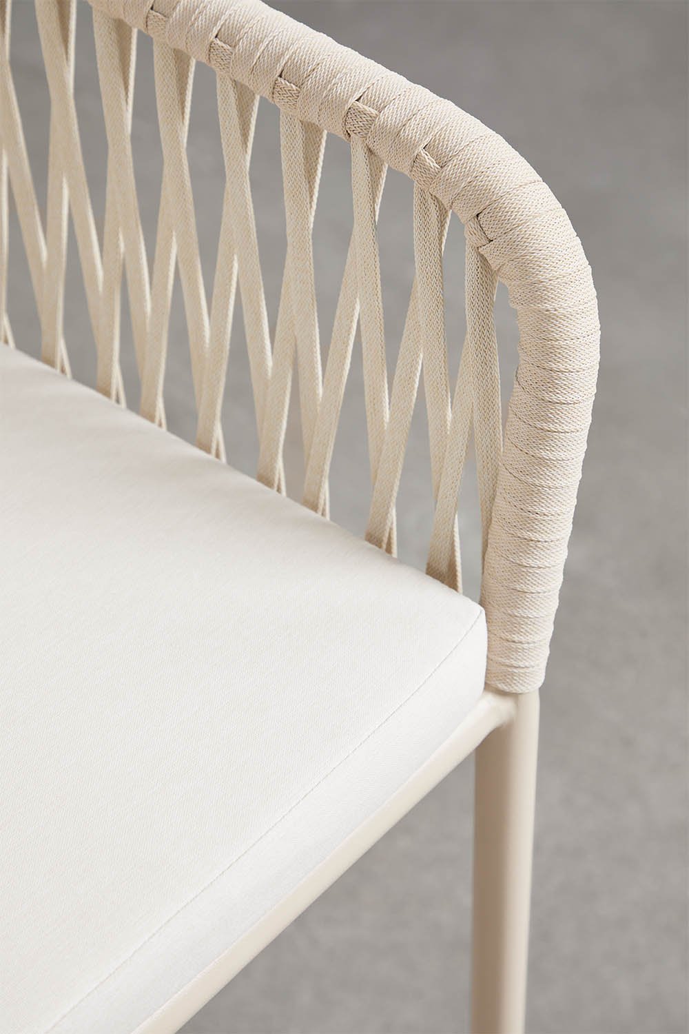 High stool with armrests in braided rope Arhiza, gallery image 5