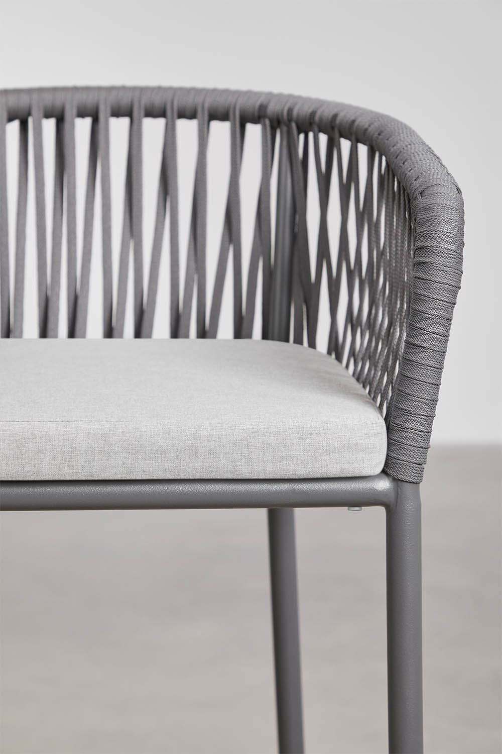 High stool with armrests in braided rope Arhiza, gallery image 4