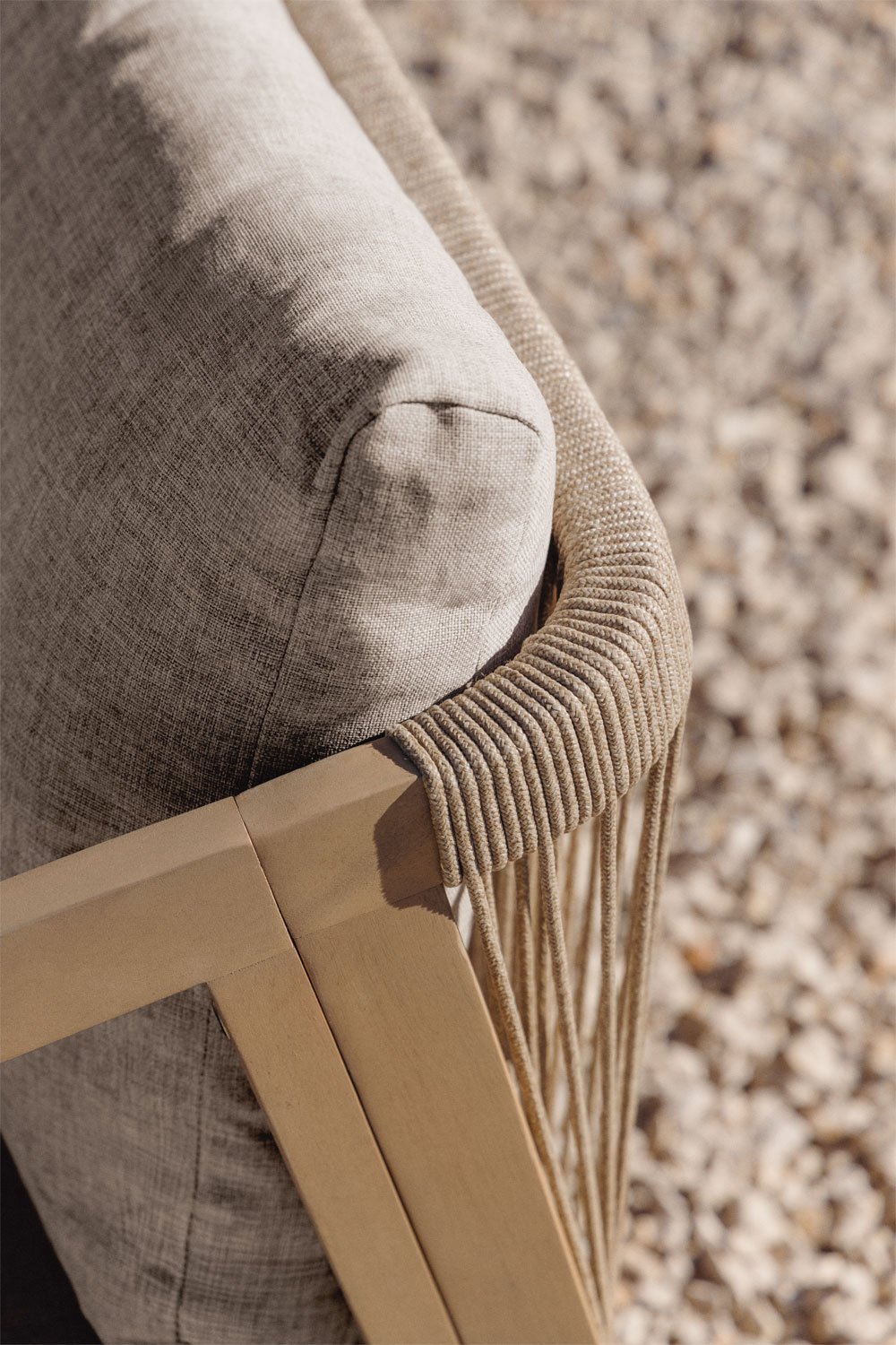 Kaela garden armchair in acacia wood and braided rope, gallery image 2