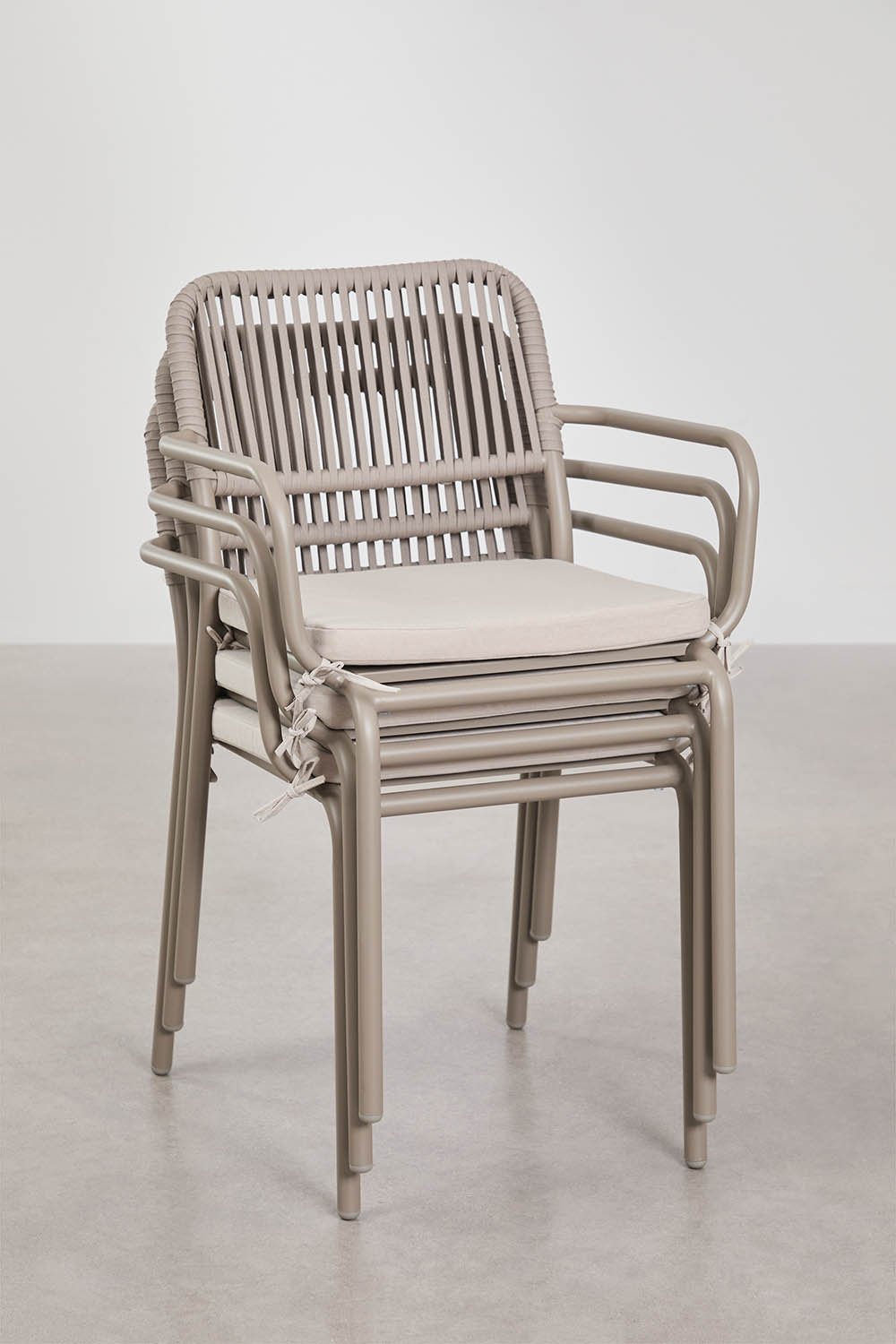 Stackable garden chair with braided rope armrests Arhiza, gallery image 9