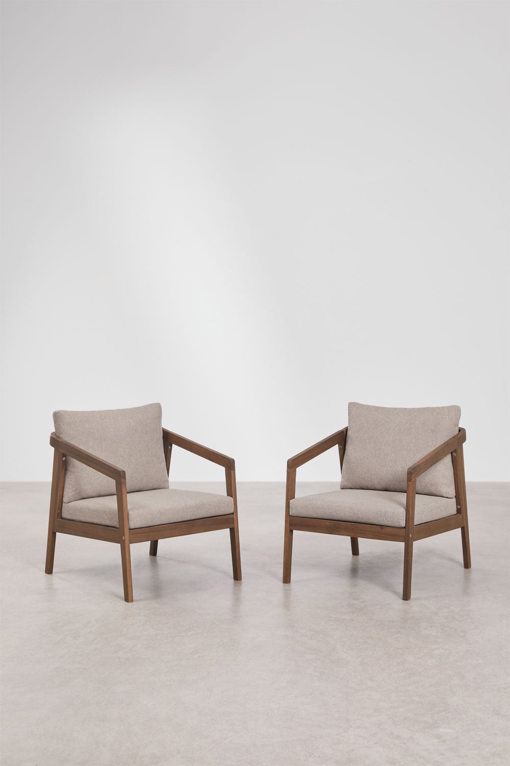 Pack of 2 armchairs in acacia wood Kaela, gallery image 1