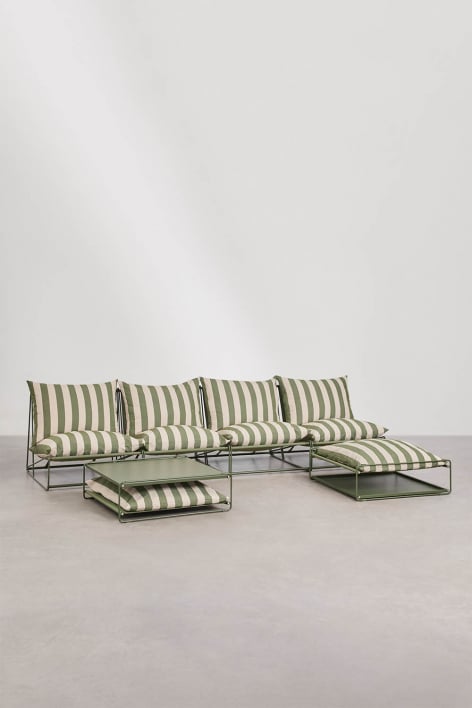 Amaro 4-piece modular sofa garden set with convertible side table and pouf