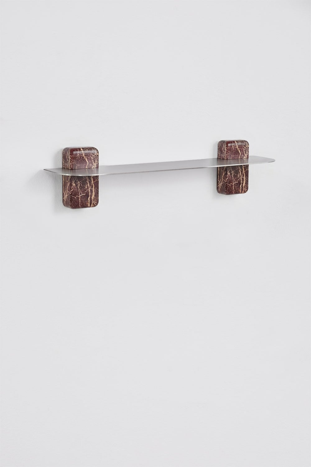 Wall-mounted bathroom shelf in stainless steel and cherry gold red marble 80 cm Serbian, gallery image 1