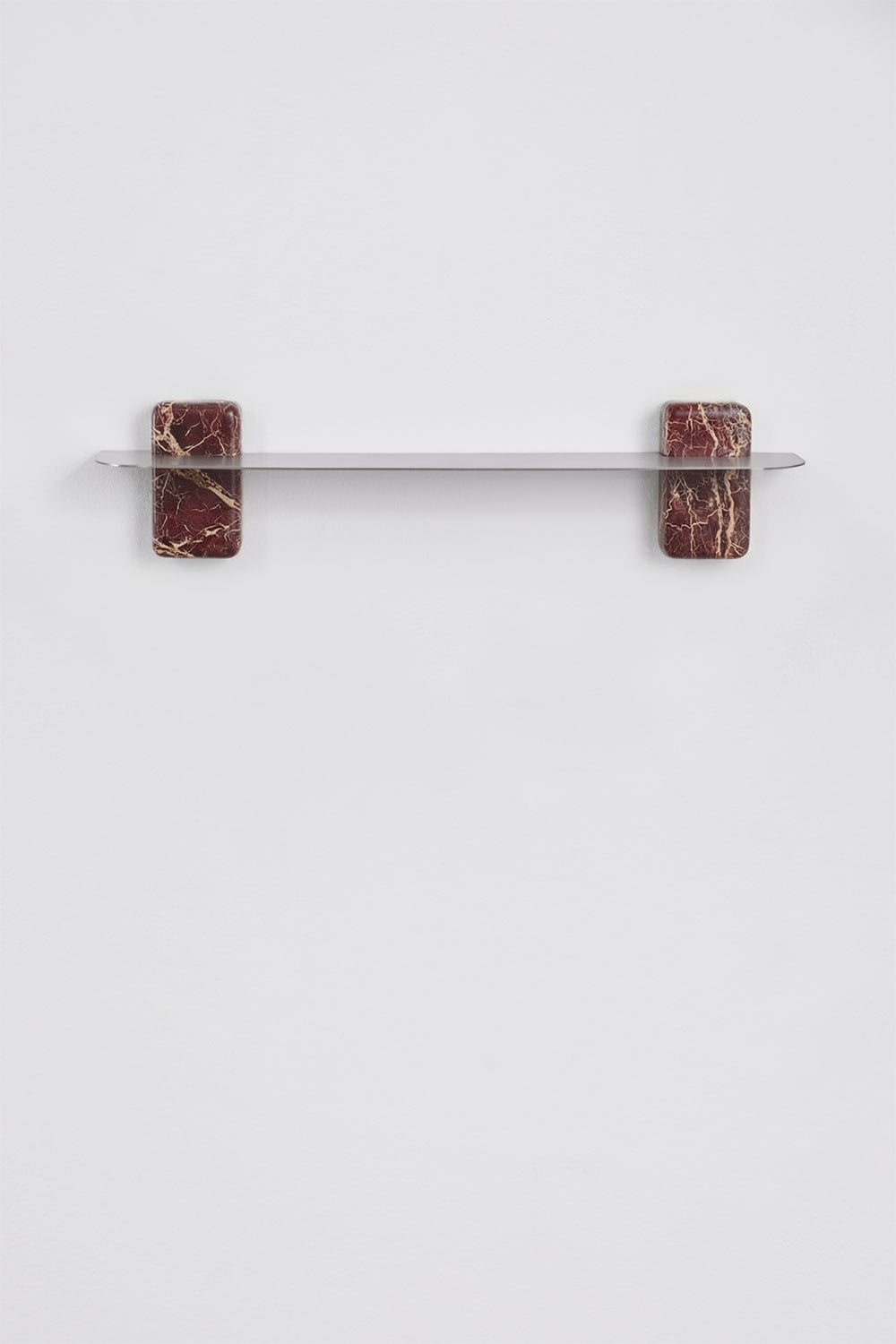 Wall-mounted bathroom shelf in stainless steel and cherry gold red marble 80 cm Serbian, gallery image 2