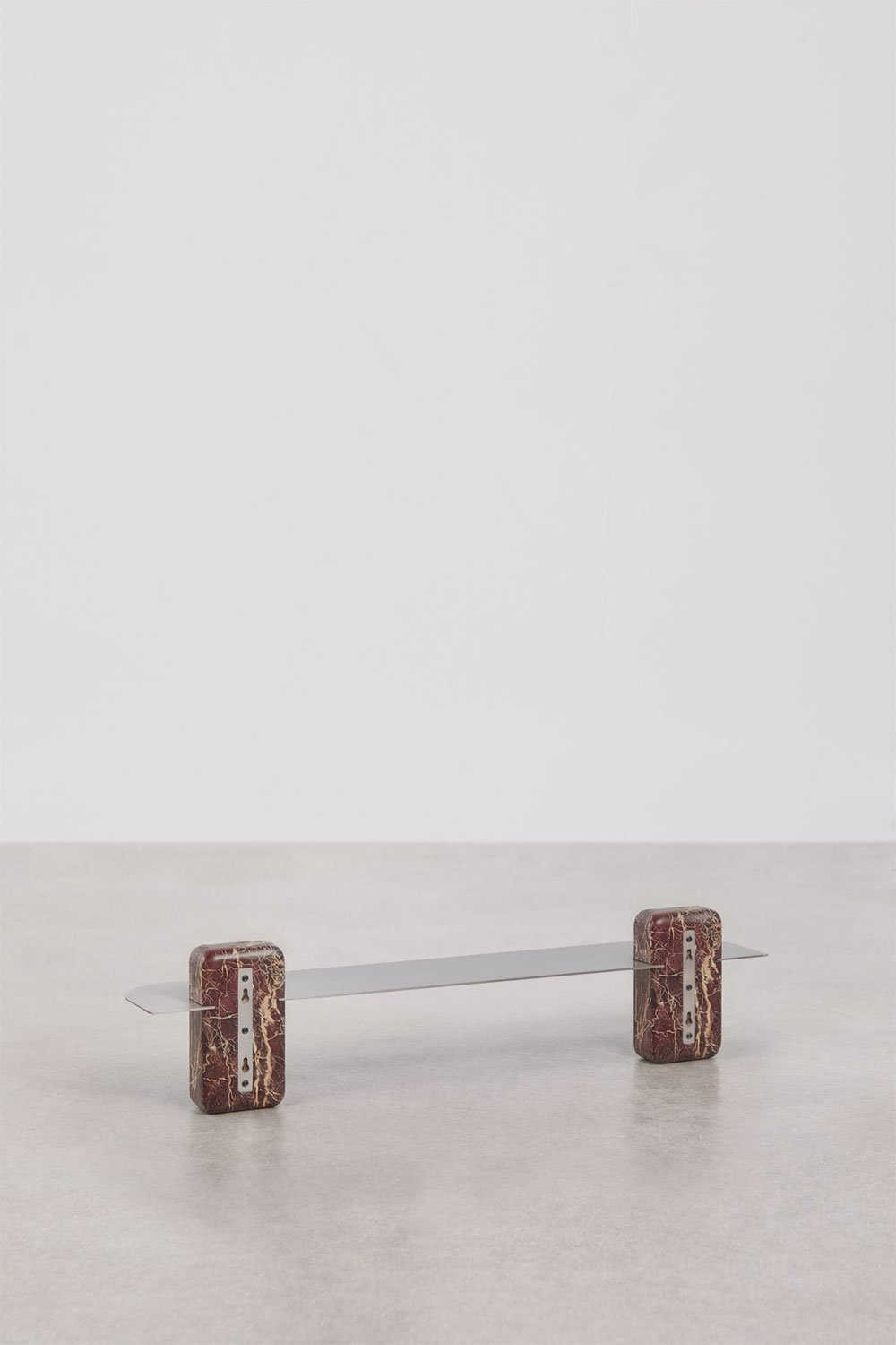 Wall-mounted bathroom shelf in stainless steel and cherry gold red marble 80 cm Serbian, gallery image 5