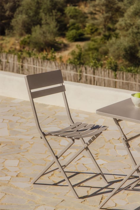 Pack of 2 folding garden chairs in Tamarit steel - Moka Brown