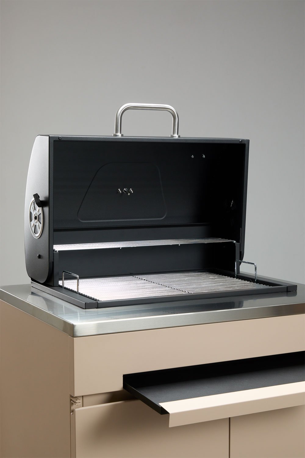 Outdoor modular kitchen storage unit with Rivana steel charcoal barbecue, gallery image 5