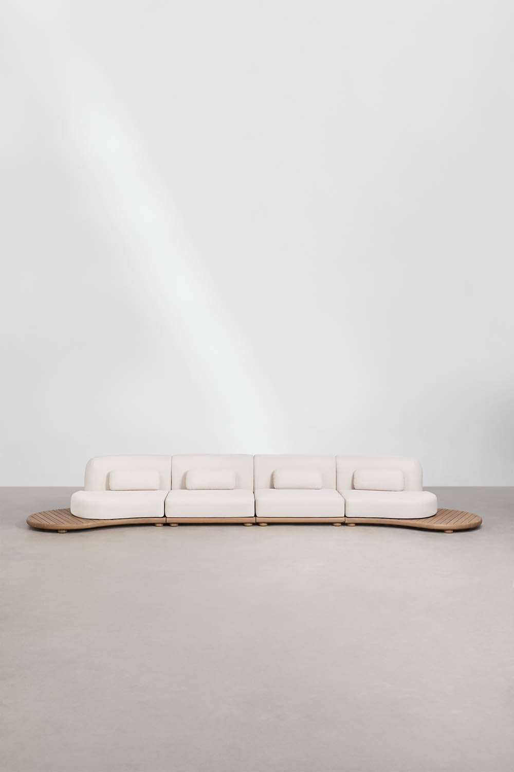 4-piece straight modular garden sofa in acacia wood Gerard, gallery image 3