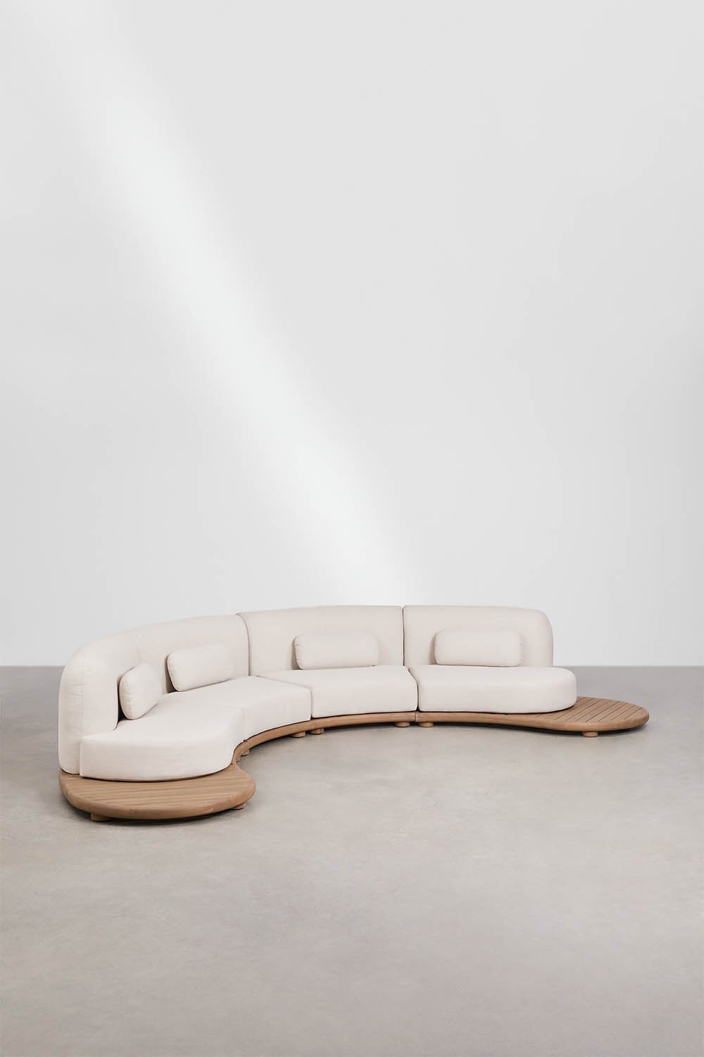 4-piece U-shaped garden modular sofa in acacia wood Gerard, gallery image 1