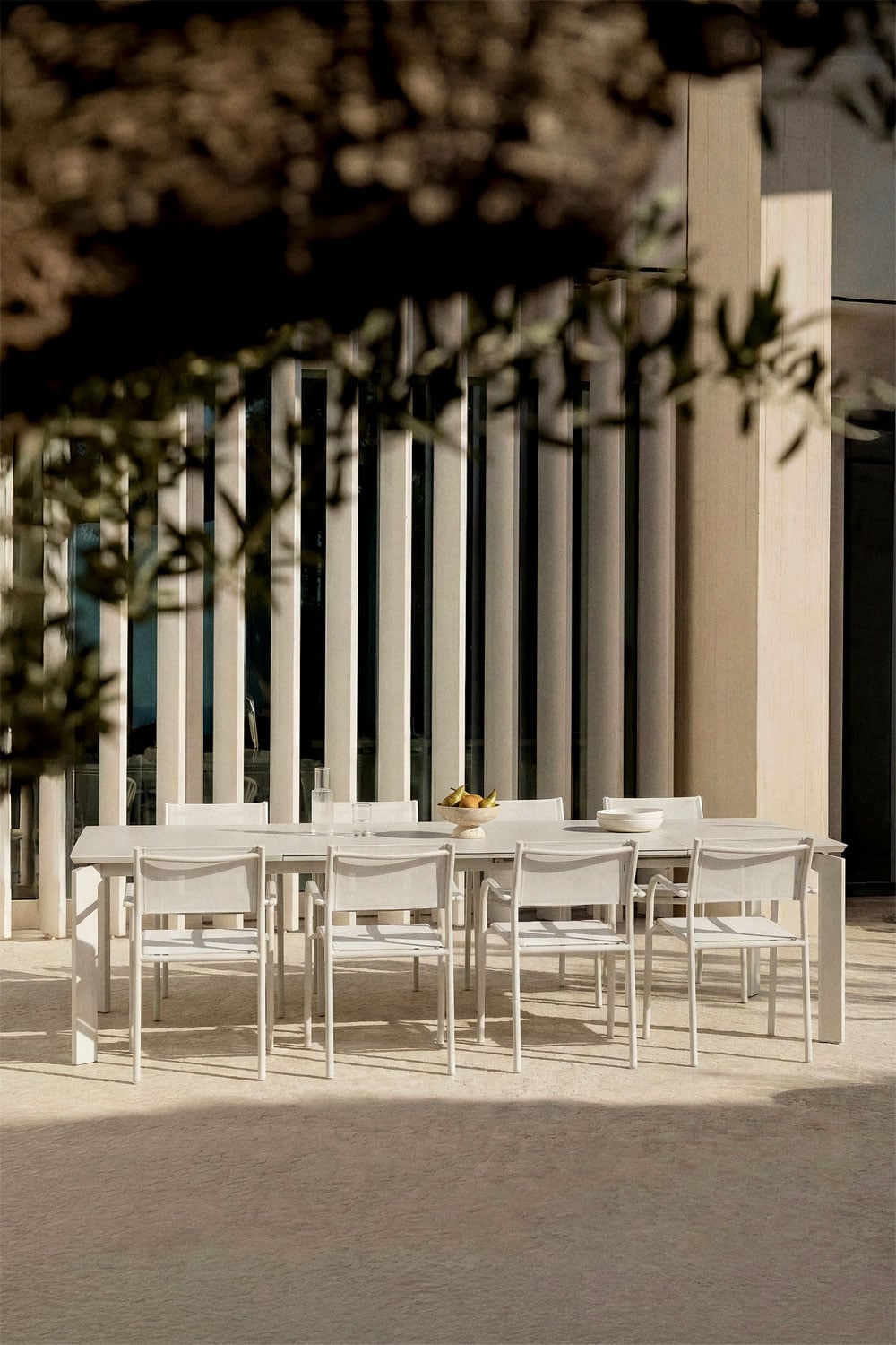 Rectangular garden table 180-240-300x100 cm extendable aluminum Milenca, gallery image 2